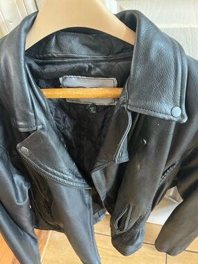 Unik Black Pebble-Grain Leather Biker Jacket